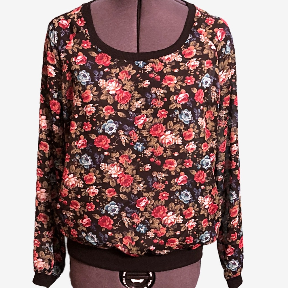 Sheer floral sweater